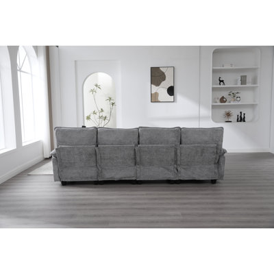 Canapé modulaire en forme de U de 106 po UNI US WIN pour le salon, canapés modulaires confortables et rembourrés, canapé-lit en U en chenille à 4 places avec méridienne, repose-pieds et coussins