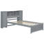 Lit plateforme simple avec tête de lit et casiers de rangement, gris