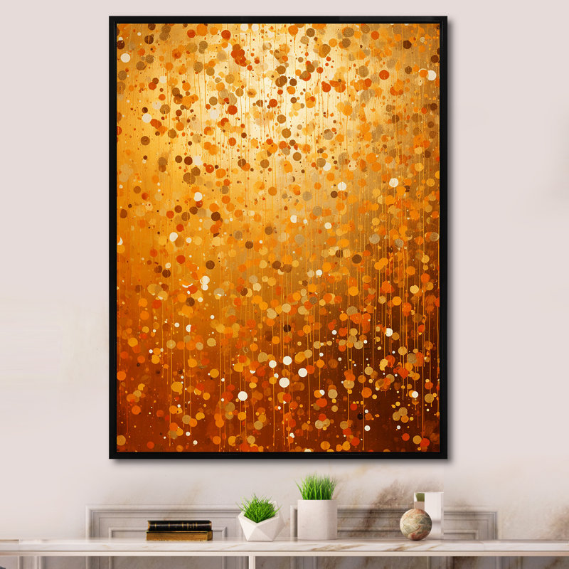 Dot Sunset Reverie I - Collages abstraits, art mural, H 20 po x l 12 po x P 1 po, Cadre flottant noir