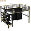 Lit mezzanine en métal avec table et garde-robe, double, style contemporain chic et noir, construction, rangement généreux, assemblage sans tracas et construction complète, espaces de rangement abondants, techniques simples