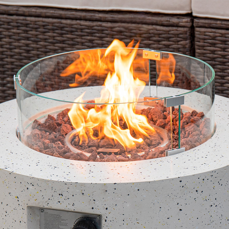 Pare-feu rond en verre pour foyer