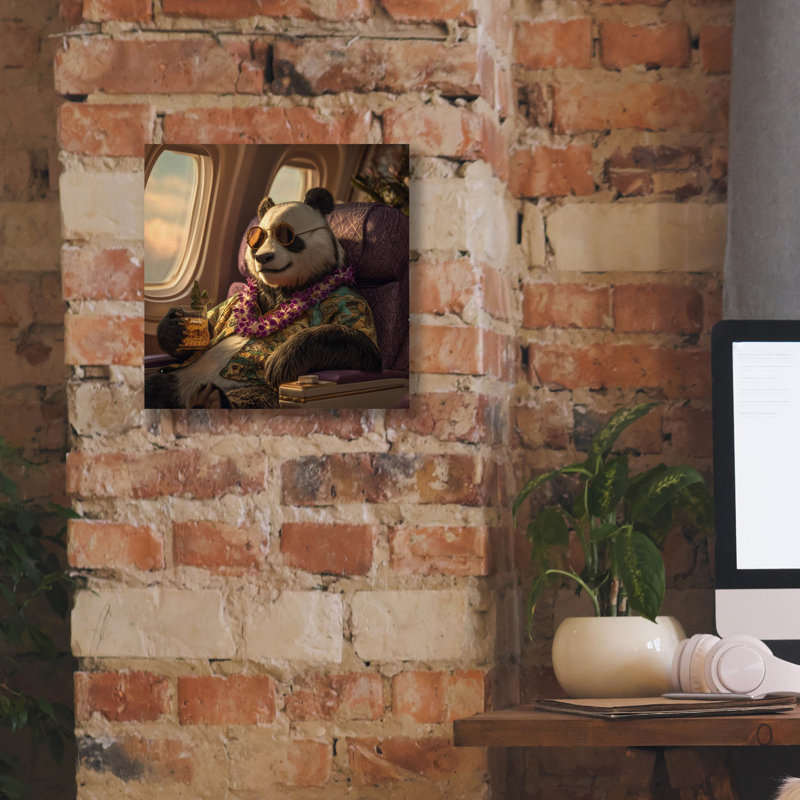  «Panda Holiday To Hawaii» par Ann Klee, art mural sur toile, 12 po x 12 po, H 12 po x l 12 po