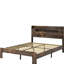 Très grande base de lit très grand en bois brun foncé avec tête de lit à rangement à DEL et 2, fonction silencieuse, pas de sommier tapissier, étapes d'assemblage simples, grande surface pour moins d'espace, assemblage facile, compartiment spacieux
