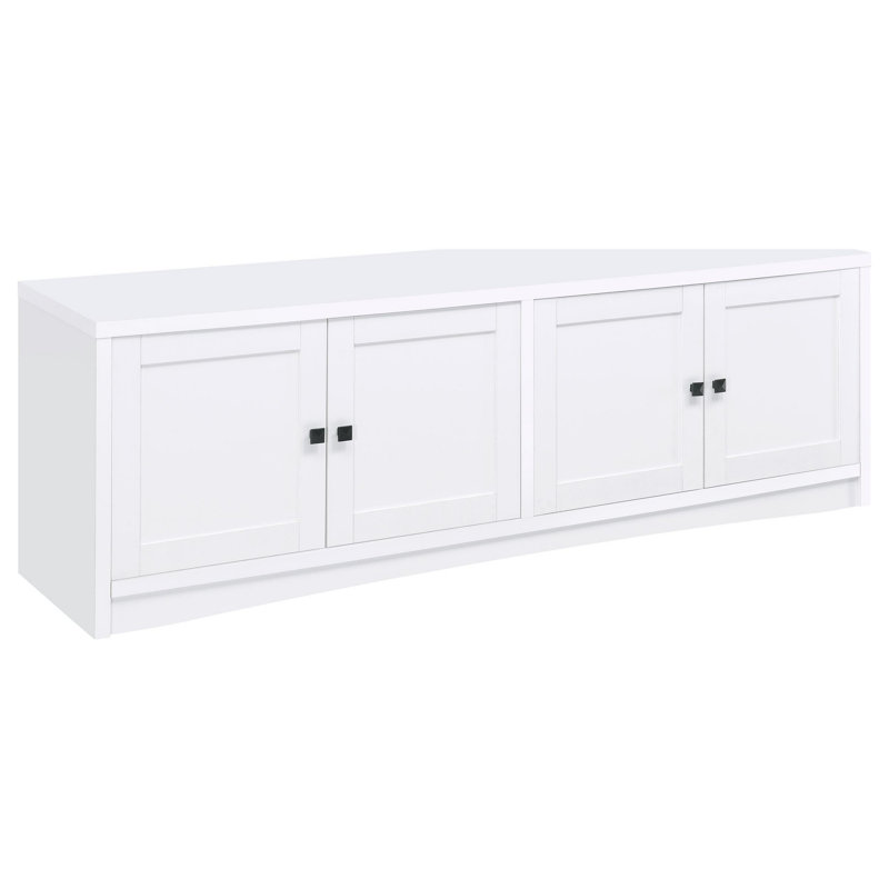 4-door Engineered Wood 78-inch TV Stand, White, 2 Media Towers Included
