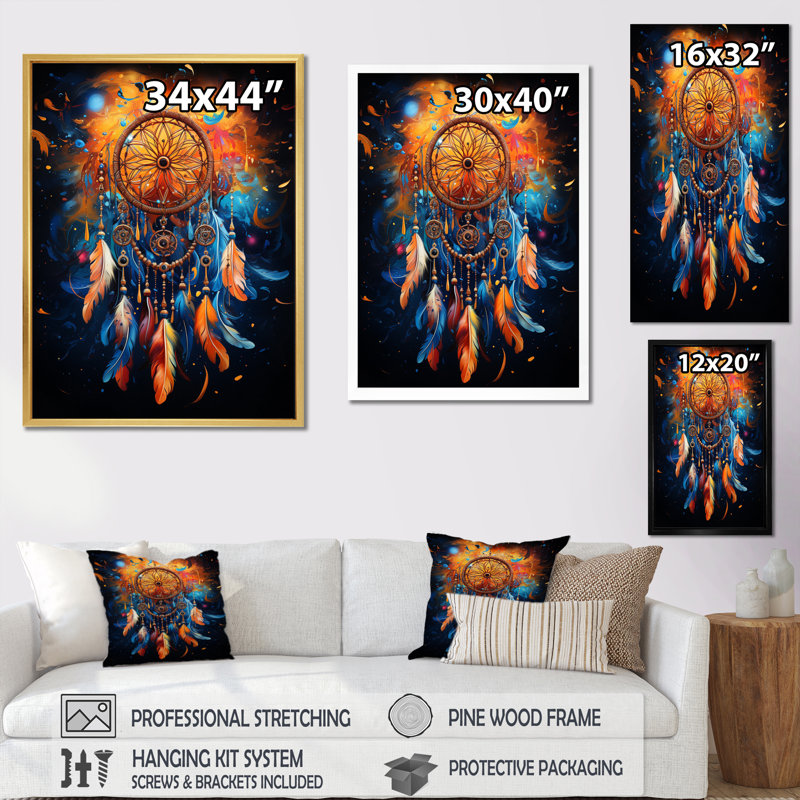 Pottstown Dreamcatcher Infinite Dreams II sur impression sur toile, H 40 po x l 30 po x P 1,5 po, Cadre photo blanc