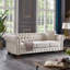 Canapé Chesterfield en tissu de lin beige