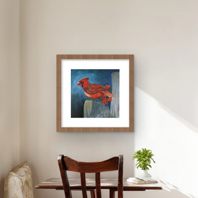 Redbreast Bird on a Branch | Contemporary Framed Print Decor