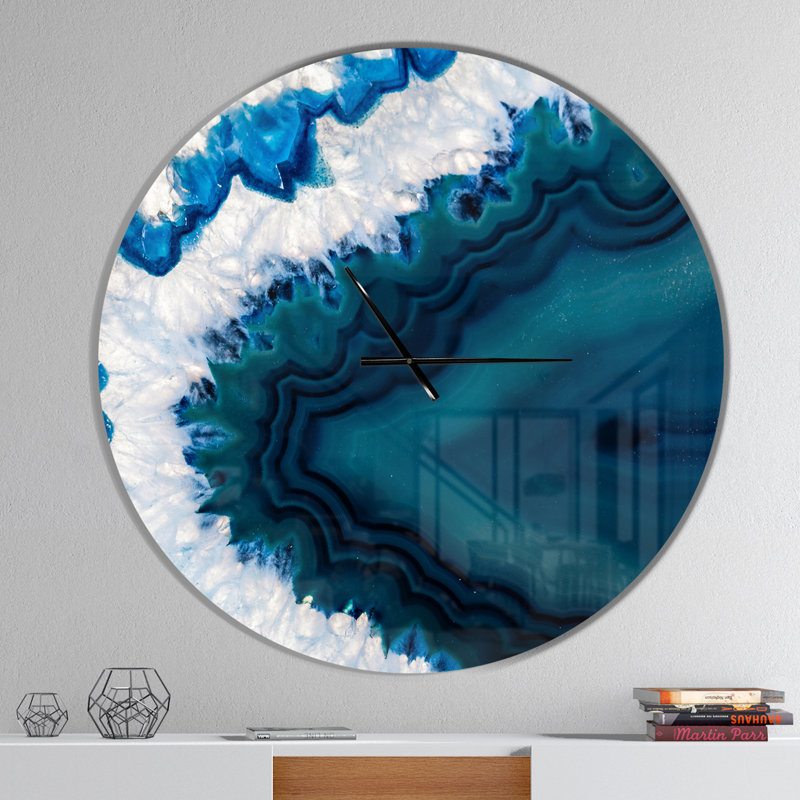 Géode bleue brésilienne - horloge murale moderne, Surdimensionné