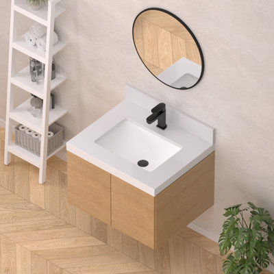 Dessus de meuble-lavabo à quartz blanc 24 po avec lavabo
