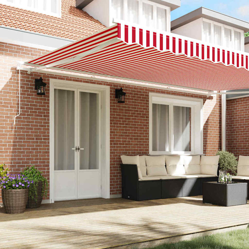 Retractable Awning, Red;White Striped, 500cm H x 300cm W