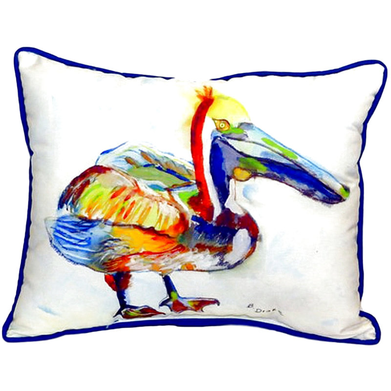 Heathcliff Pelican Pelican Outdoor Rectangular Pillow Cover and Insert, 11" H x 14" W