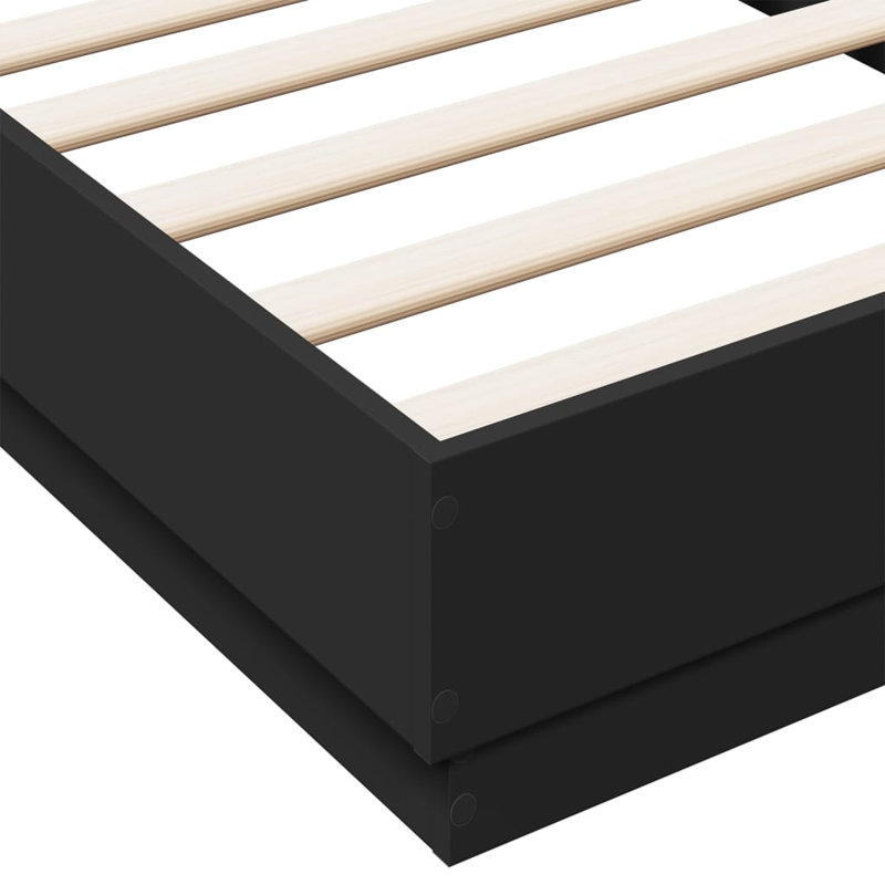Vidaxl Bed Frame Engineered Wood, Black, Small Single (2'6)