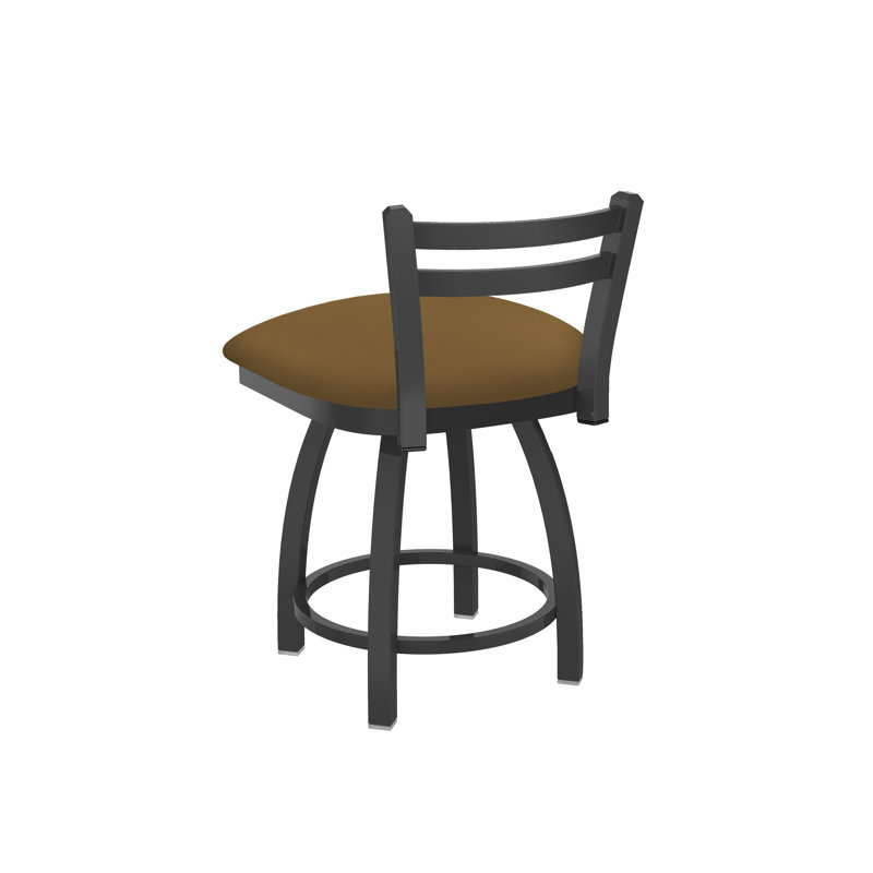 Jackie 18" Tall Metal Vanity Stool, Vinyl-Canter Saddle, Pewter