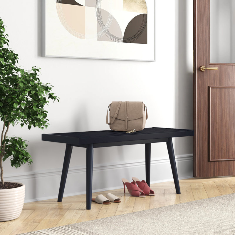 Levitus Wood Bench, Black, 17.5" H x 41.25" W x 16.5" D