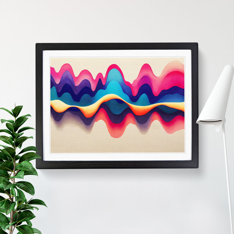 Abstract Soundwave Art Vol.3 - Single Picture Frame Print, Black, 46cm H x 64cm W x 2cm D