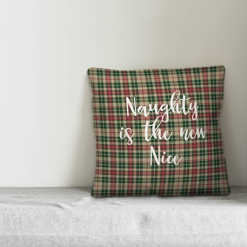  Coussin Naughty is the New Nice in Tartan, Coussin décoratif