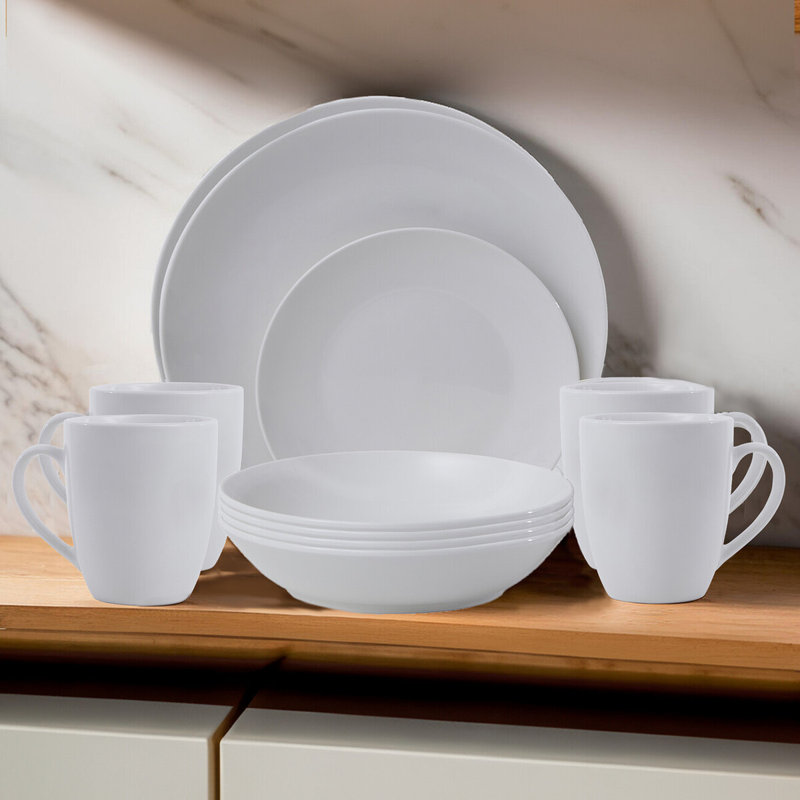 Kristleifur Piece Porcelain China Dinnerware Set - Service for 4