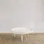 Table basse 33 po, bois de manguier massif, rebord arrondi rainuré fabriqué à la main, blanc vieilli