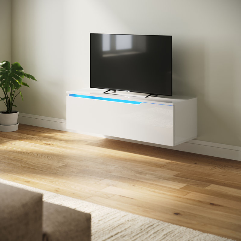 LED TV cabinet Stand for TVs, White, 30cm H x 100cm W x 35cm D