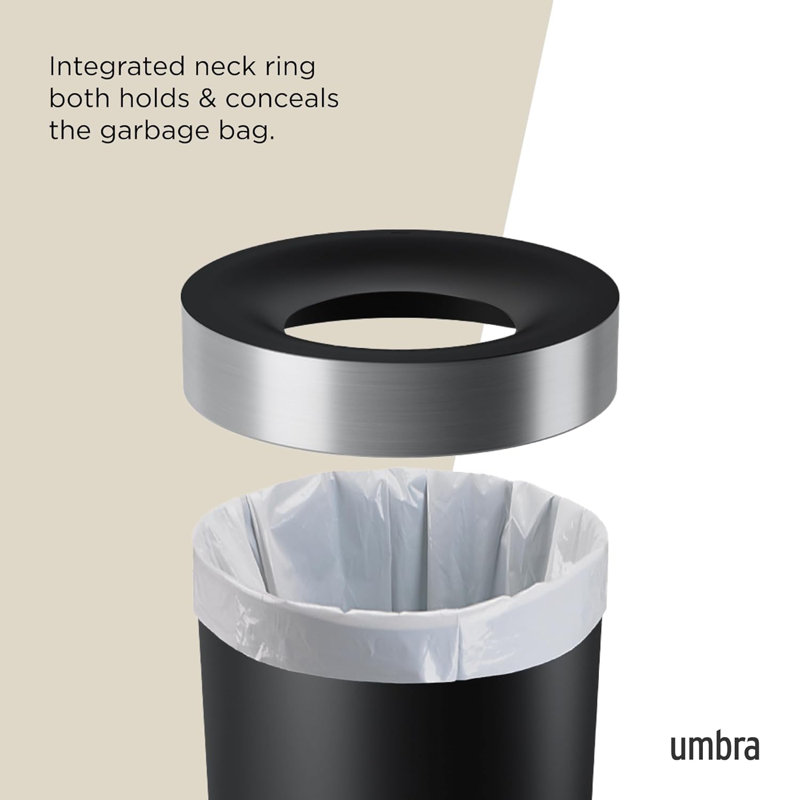 Black and Nickel 16.5-Gallon Open Top Kitchen Trash Can