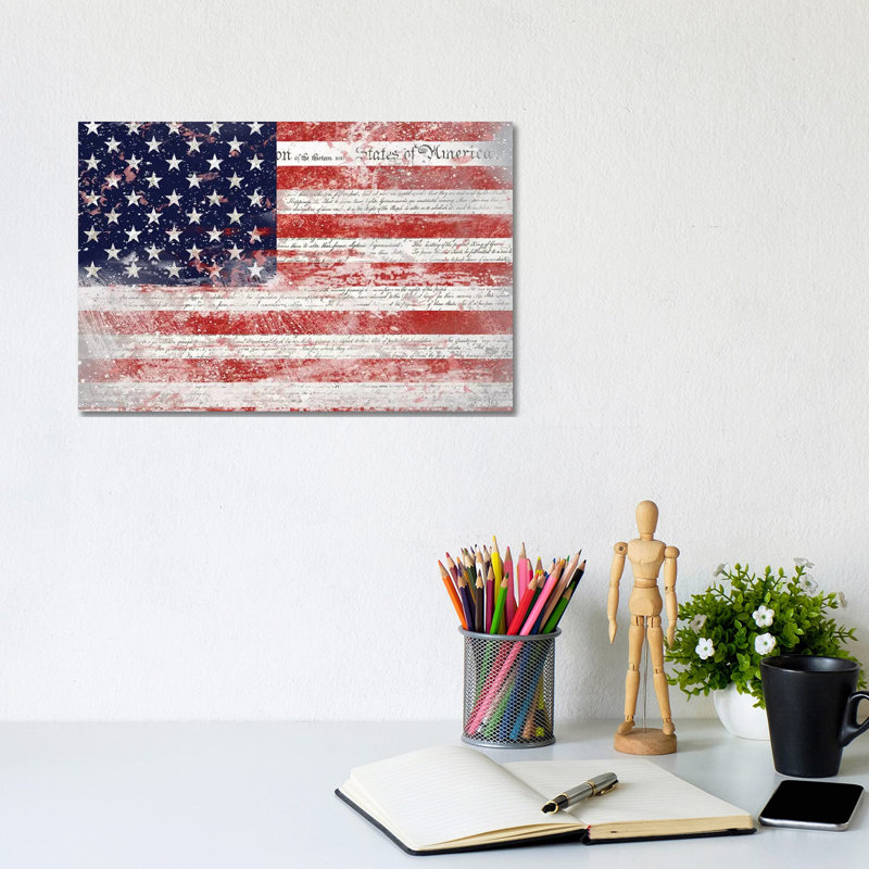 États-Unis par Nan-impression, H 8 po x l 12 po x P 0,75 po, Toile tendue