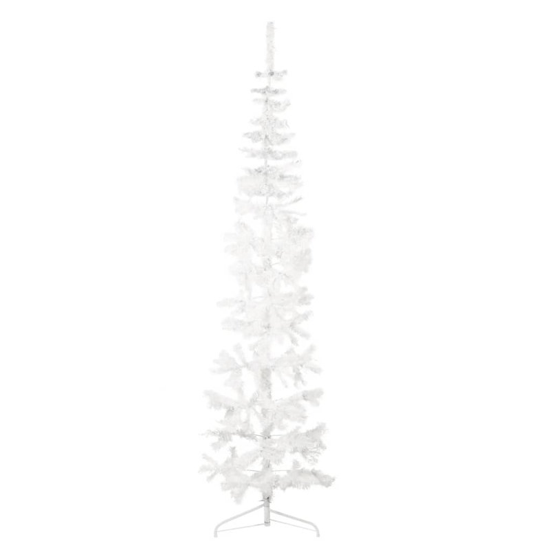 Moitié de sapin de Noël artificiel avec support, 94,5 po x 24 po, Blanc