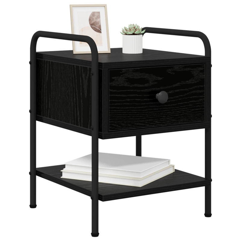 35 cm W Bedside Table, Black Oak