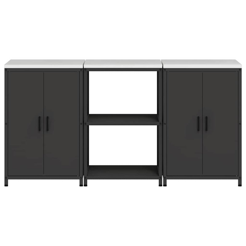  Kitchen Storage Set With Shelf 3 Pcs Black 180 X 50 X 92 Cm, Black