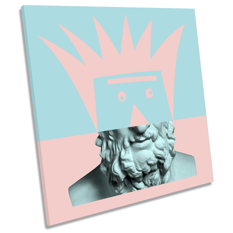 Statue Modern Pop Art Print CANVAS WALL ART Square Picture Pink, 60cm H x 60cm W x 2cm D