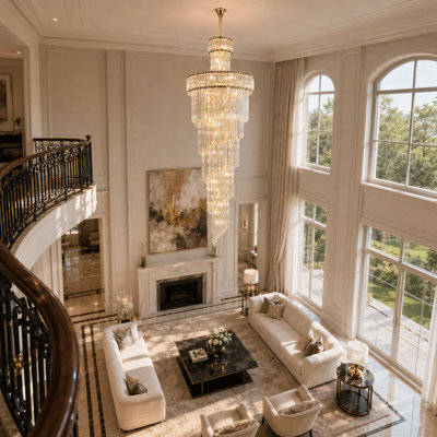 39-Light Tiered Crystal Dimmable Chandelier
