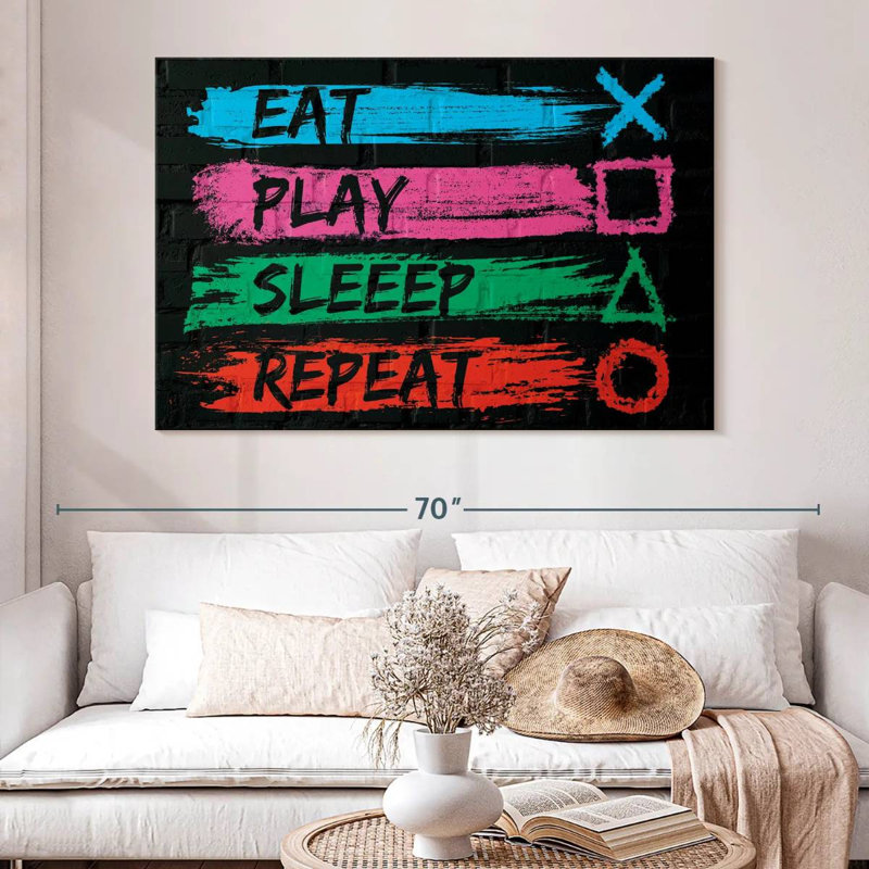 Senne Eat Play Sleep Repeat, 34" H x 51" W
