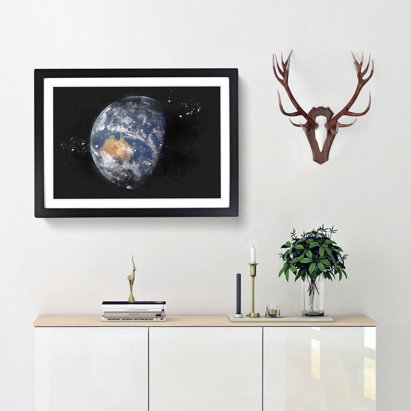 View of Planet Earth - Picture Frame Graphic Art Print, Black Framed, 62cm H x 87cm W x 2cm D