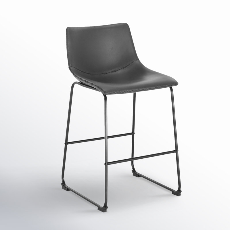 Bela 24" Leatherette Counter Stool, Gray Faux Leather