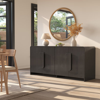 Round Corner Sideboard - Curved Modern Storage Cabinet for Dining Room