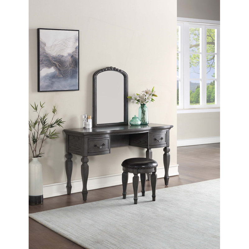 Ensemble de coiffeuse en bois, Gris