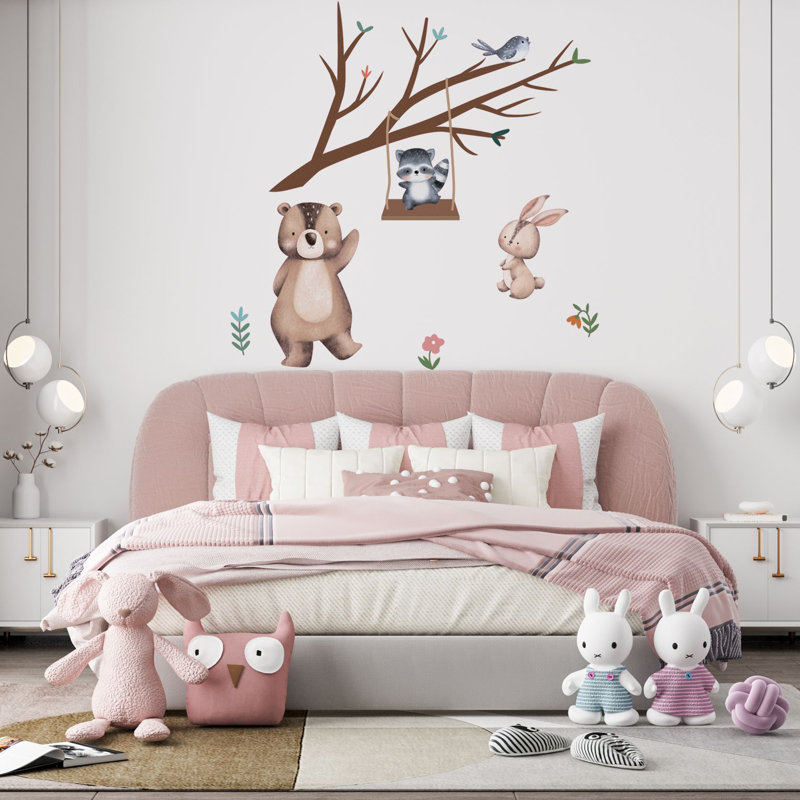Autocollant mural, lapin et arbre, H 28 po x l 28 po