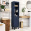Grande armoire de rangement autoportante pour salle de bain avec tablettes réglables, conception anti-basculement et tiroir cannelé-489581117