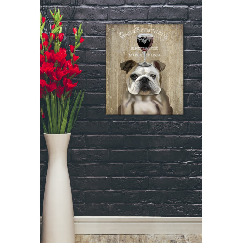 «Dog Au Vin, English Bulldog» par Fab Funky, art mural sur toile, H 24 po x l 20 po x P 0,75 po