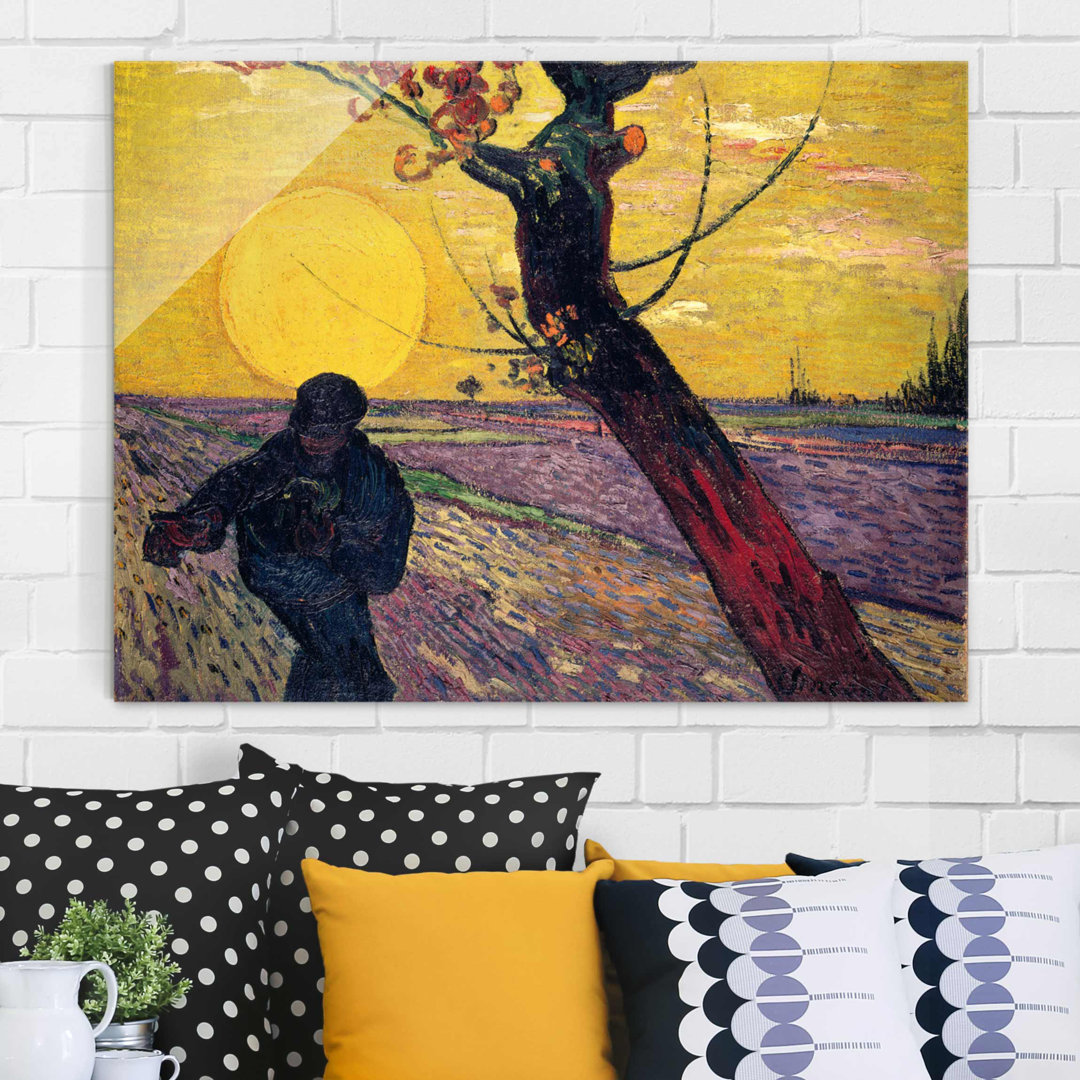 Glasbild Sämann beim Sonnenuntergang von Vincent Van Gogh