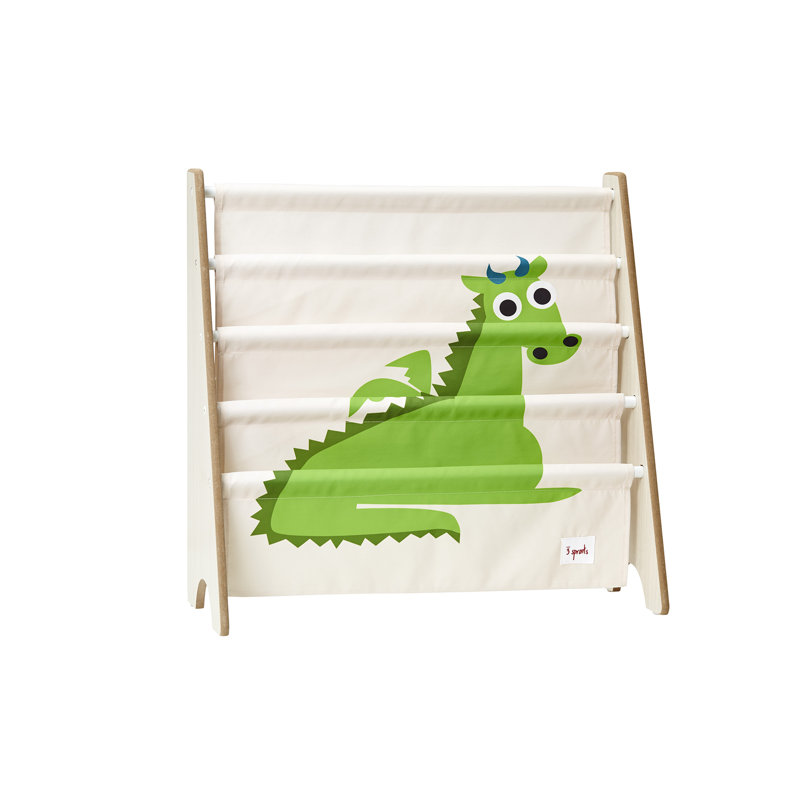 Kids Dragon Print Gray and Green Book Rack