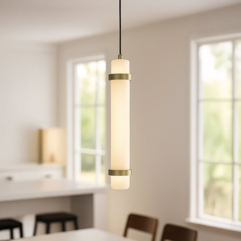 Miami - Luminaire suspendu DEL - 15 po - laiton antique clair, H 15 po, Laiton clair antique