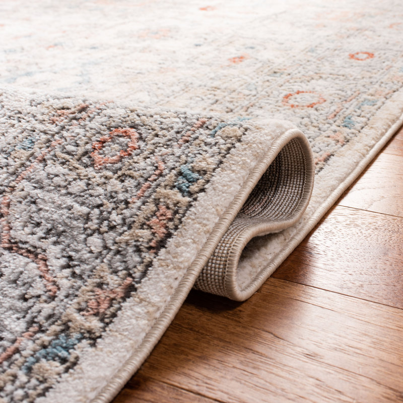 Ivory and Grey Hand-Knotted Wool Runner Rug