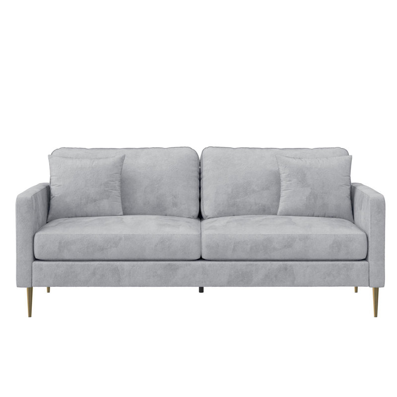 Canapé à accoudoirs carrés 72 po Highland, Velours gris