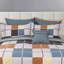 Ensemble de housse de couette réversible 100% coton bleu / blanc / orange 4 pièces-1997686657