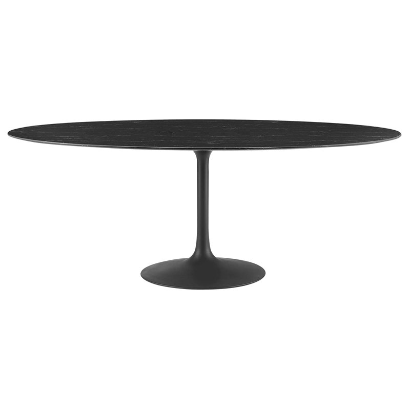  Table de salle à manger en marbre artificiel Lippa, Noir, 28,5 po H x 47 po L x 27,5 po l, Noir
