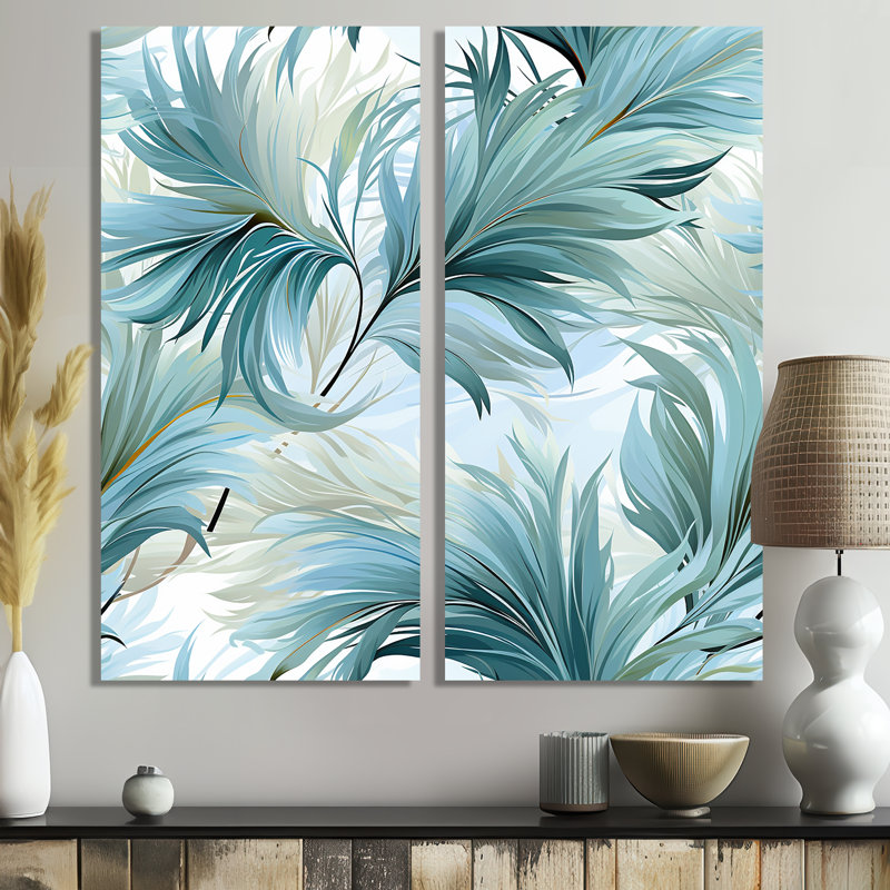 «Oceanic Dreamscape Tropical» - art mural bleu, 20" H x 24" W, Wrapped Canvas, Does Not Apply