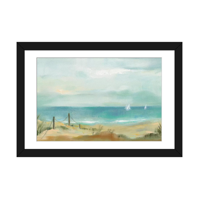 « serenity on the beach » sur toile, H 24 po x l 32 po x P 1 po, Papier d'art encadré noir, Blanc