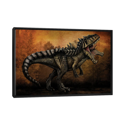 Hybridized Giganotosaurus Dinosaur. by Aram Papazyan - Floater Frame Painting on Canvas
