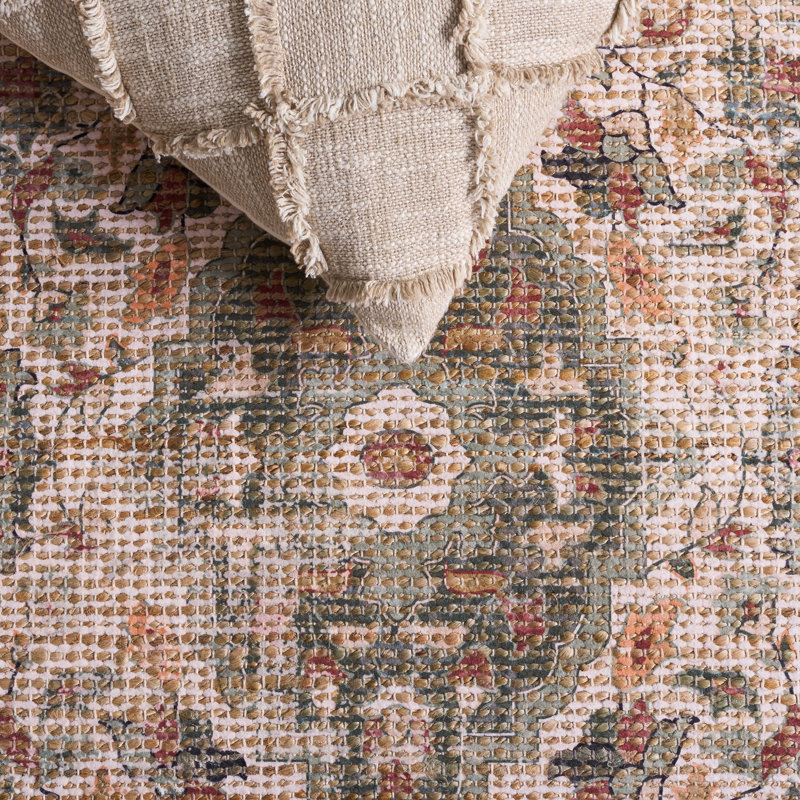 Saffron Hand Woven Jute/Sisal; Chenille; Cotton Floral; Vintage Look Indoor Rug, Rectangle 8' x 10'