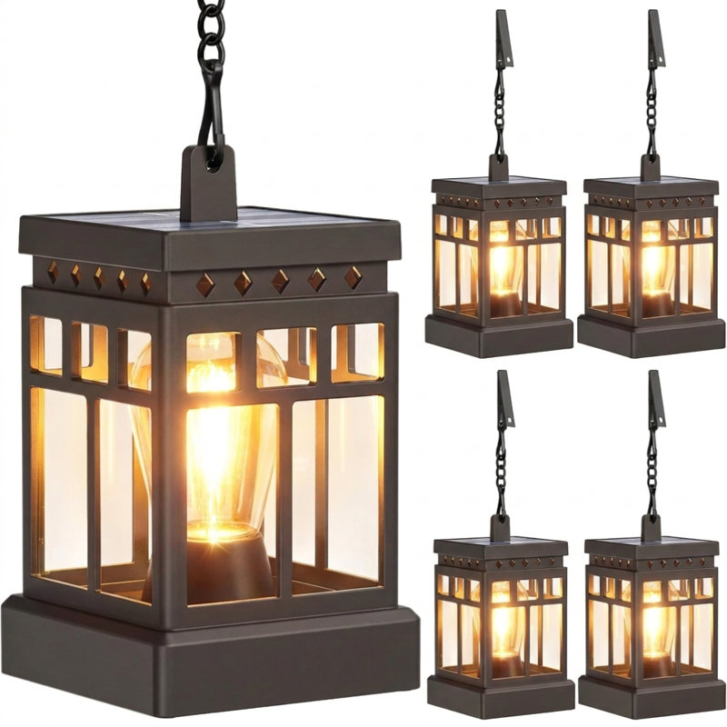 Solar Lanterns Outdoor Lights, Upgraded Metal Solar Lantern Lights, Brighter Hanging Solar Lights Outdoor Waterproof, Auto On/off Outdoor Solar Lights For Yard Garden Patio Pathway Decor